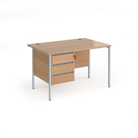 Contract H Frame Straight Office Desk with Three Drawer Storage