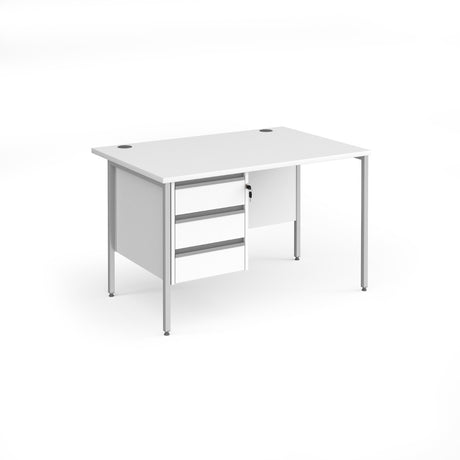 Contract H Frame Straight Office Desk with Three Drawer Storage