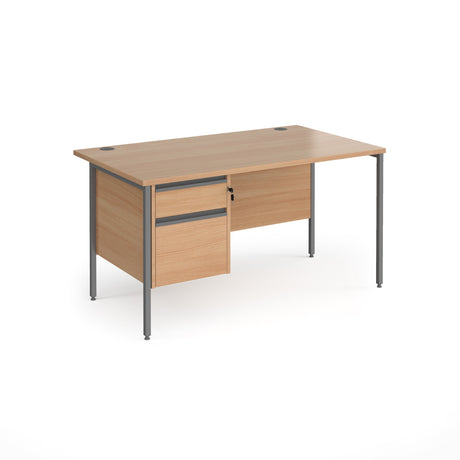 Contract H Frame Straight Office Desk with Two Drawer Storage