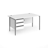 Contract H Frame Straight Office Desk with Three Drawer Storage