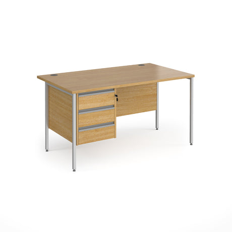 Contract H Frame Straight Office Desk with Three Drawer Storage