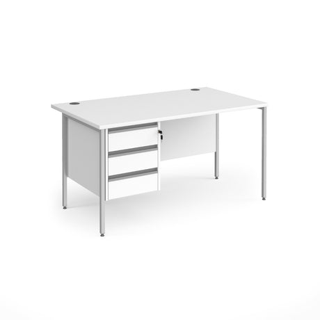 Contract H Frame Straight Office Desk with Three Drawer Storage