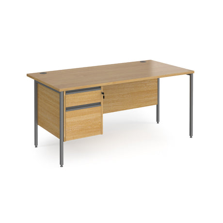 Contract H Frame Straight Office Desk with Two Drawer Storage