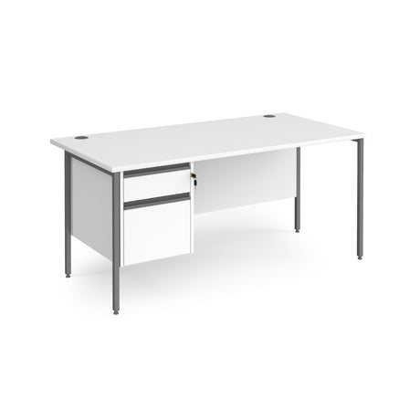 Contract H Frame Straight Office Desk with Two Drawer Storage