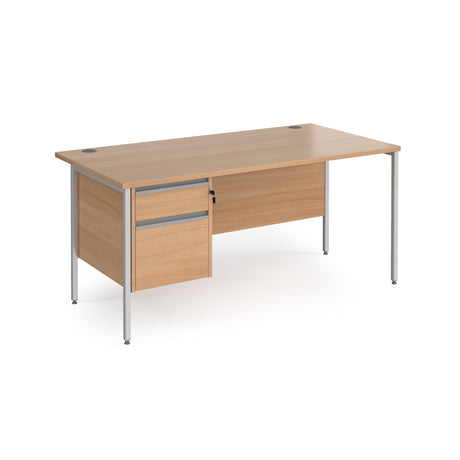 Contract H Frame Straight Office Desk with Two Drawer Storage