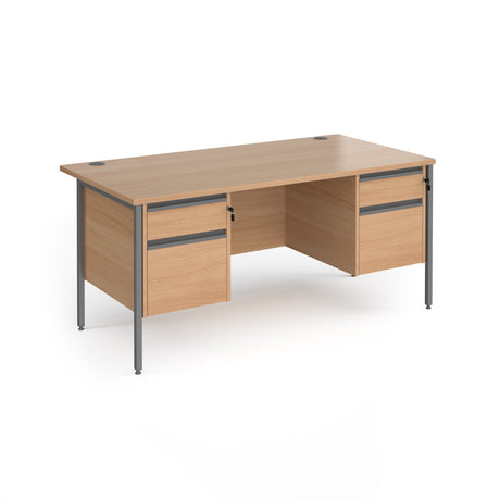 Contract H Frame Straight Office Desk with Two & Two Drawer Storage