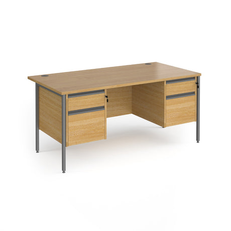 Contract H Frame Straight Office Desk with Two & Two Drawer Storage