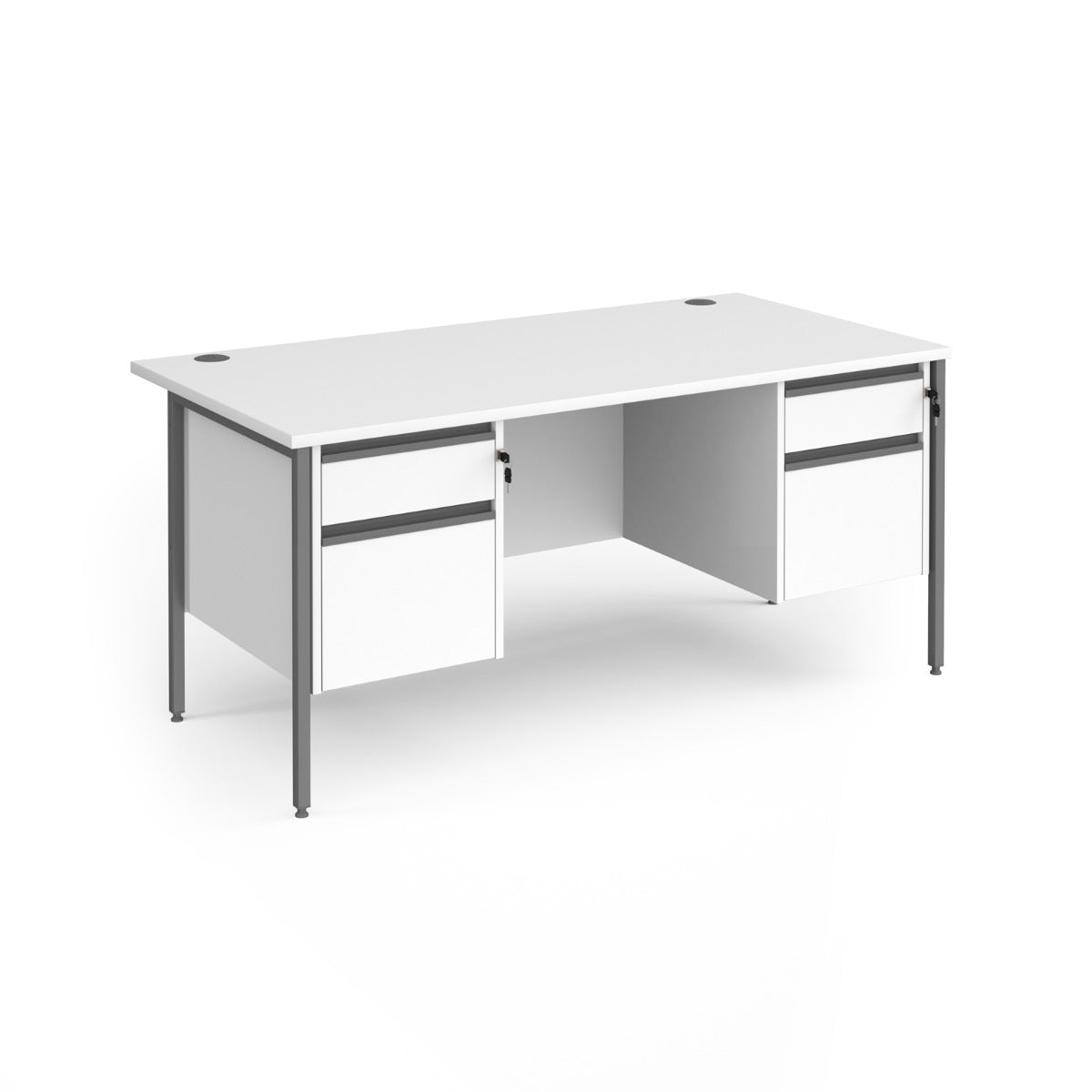 Contract H Frame Straight Office Desk with Two & Two Drawer Storage