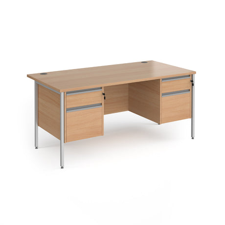 Contract H Frame Straight Office Desk with Two & Two Drawer Storage