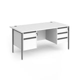 Contract H Frame Straight Office Desk with Two & Three Drawer Storage