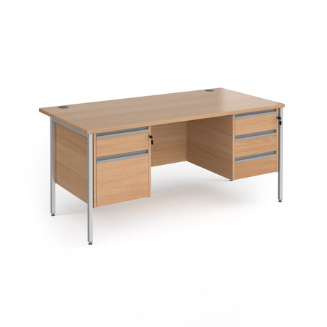 Contract H Frame Straight Office Desk with Two & Three Drawer Storage