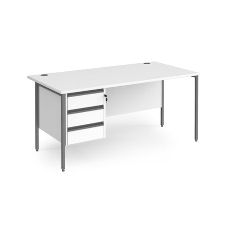 Contract H Frame Straight Office Desk with Three Drawer Storage