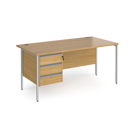 Contract H Frame Straight Office Desk with Three Drawer Storage