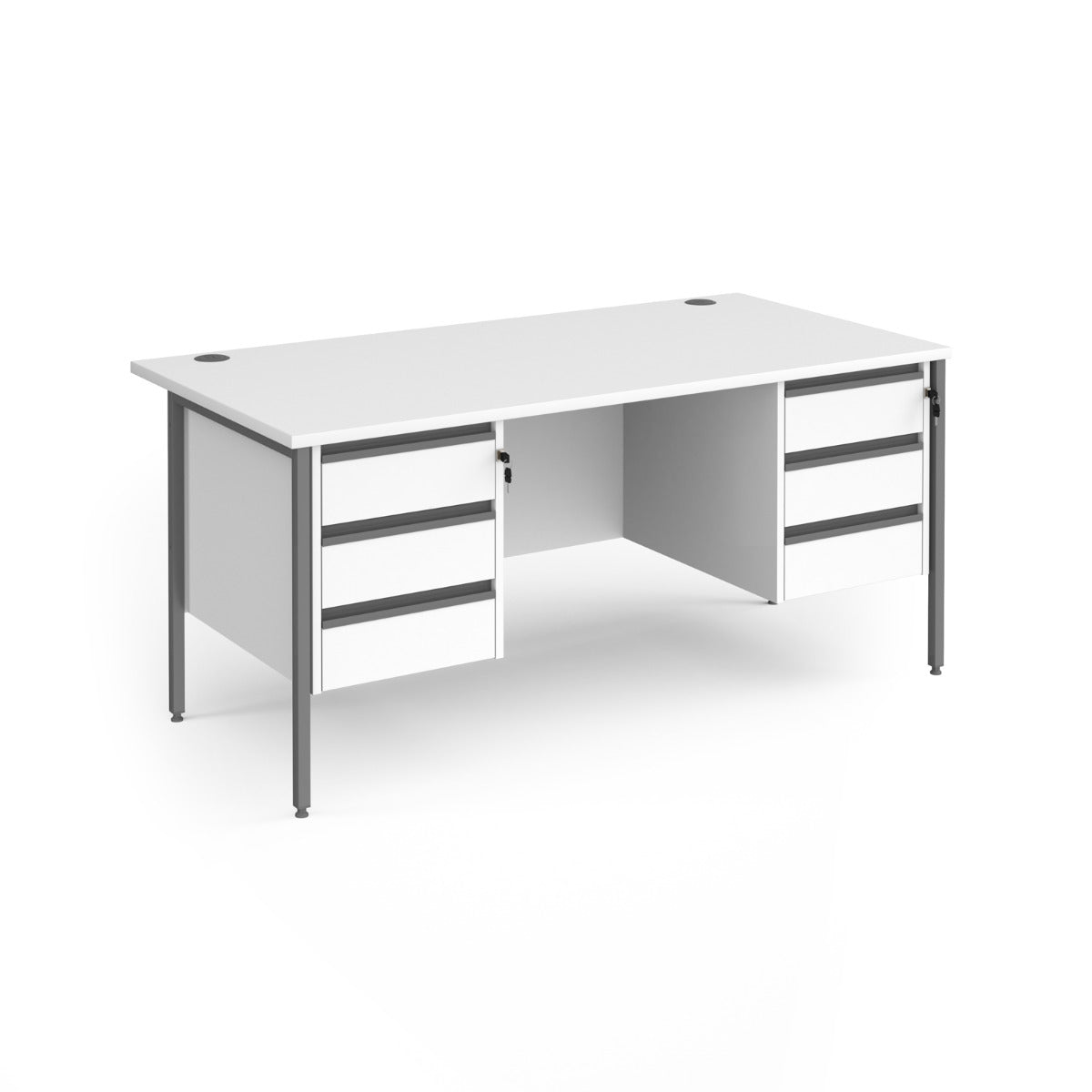 Contract H Frame Straight Office Desk with Three & Three Drawer Storage