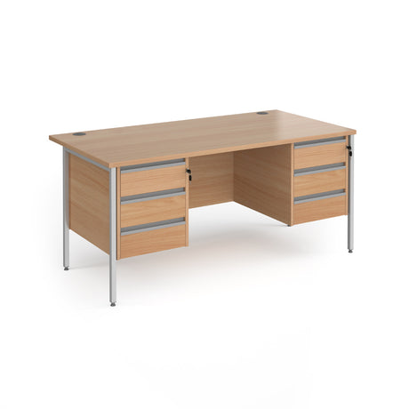 Contract H Frame Straight Office Desk with Three & Three Drawer Storage