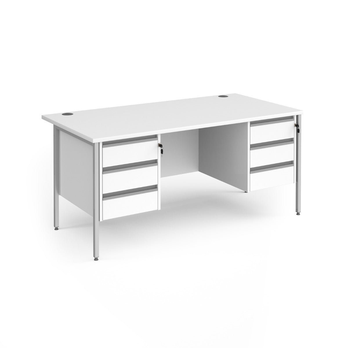 Contract H Frame Straight Office Desk with Three & Three Drawer Storage