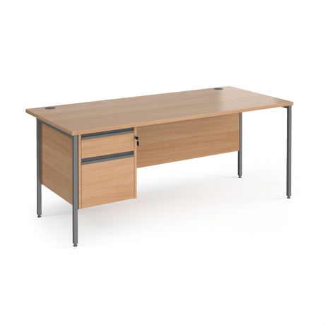 Contract H Frame Straight Office Desk with Two Drawer Storage