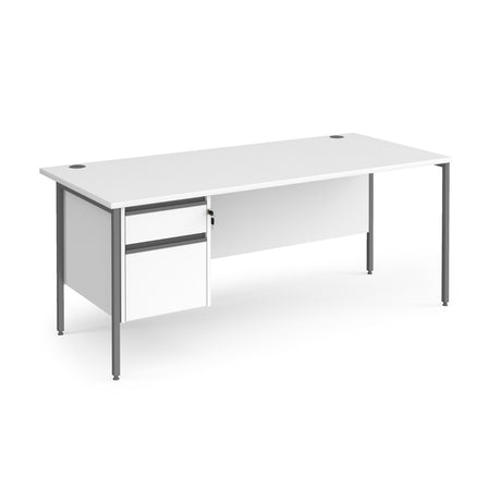 Contract H Frame Straight Office Desk with Two Drawer Storage