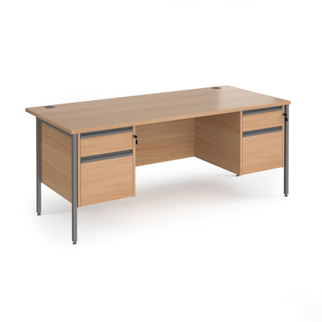 Contract H Frame Straight Office Desk with Two & Two Drawer Storage