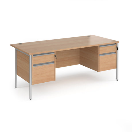 Contract H Frame Straight Office Desk with Two & Two Drawer Storage