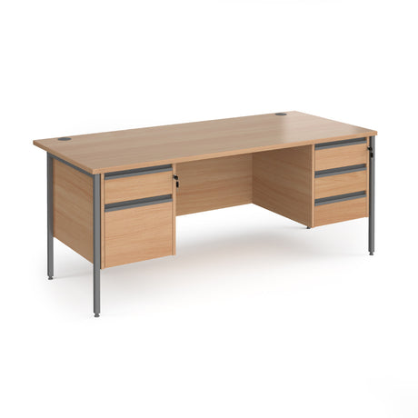 Contract H Frame Straight Office Desk with Two & Three Drawer Storage