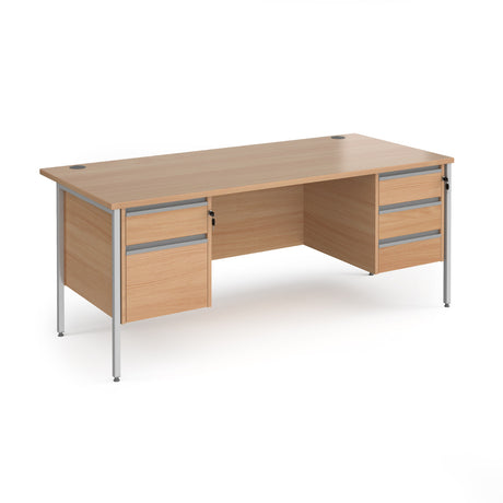 Contract H Frame Straight Office Desk with Two & Three Drawer Storage