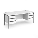 Contract H Frame Straight Office Desk with Three & Three Drawer Storage