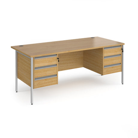 Contract H Frame Straight Office Desk with Three & Three Drawer Storage