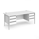 Contract H Frame Straight Office Desk with Three & Three Drawer Storage