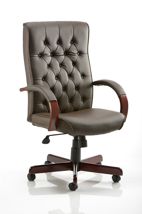 Chesterfield Executive Leather Office Chair - Brown, Burgundy, or Green Option