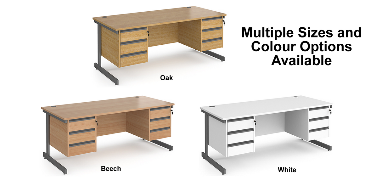 Contract Cantilever Leg Straight Office Desk with Three and Three Drawer Storage