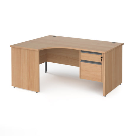 Contract Panel Leg Left Hand Ergonomic Corner Desk with Two Drawer Storage