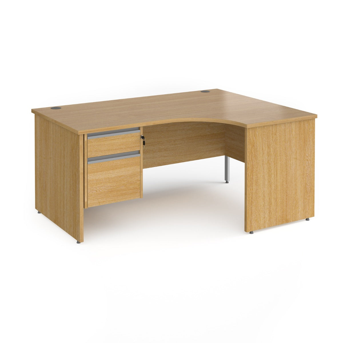 Contract Panel Leg Right Hand Ergonomic Corner Desk with Two Drawer Storage