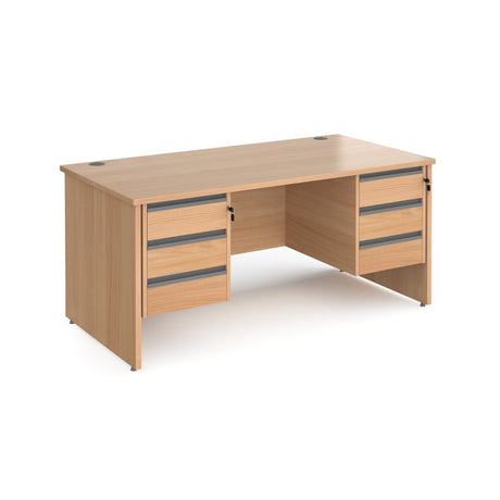 Contract Panel Leg Straight Office Desk with Three & Three Drawer Storage