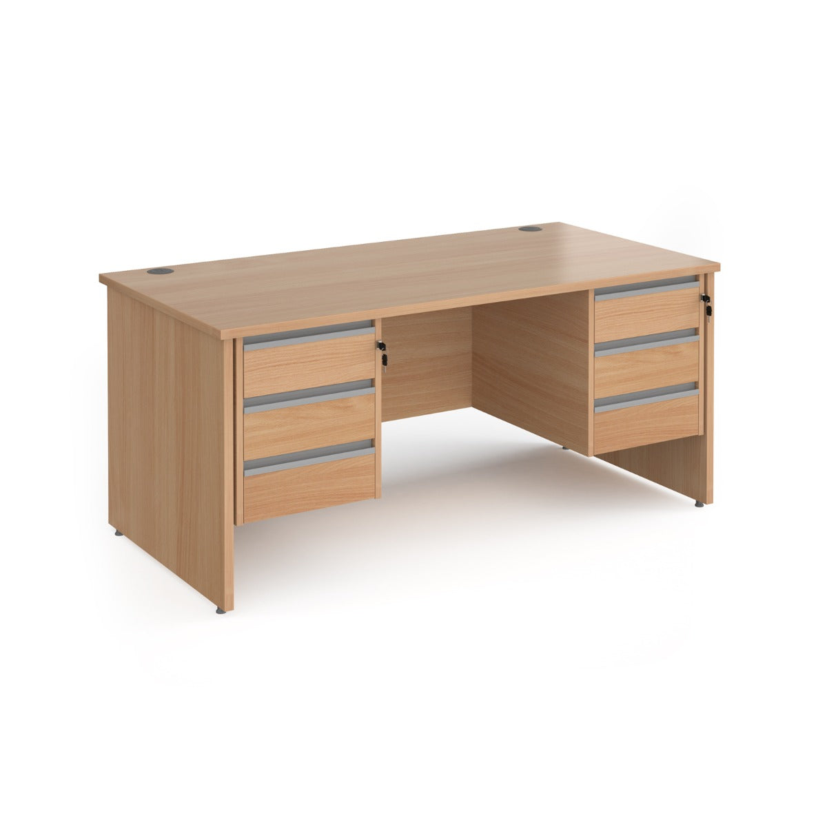 Contract Panel Leg Straight Office Desk with Three & Three Drawer Storage