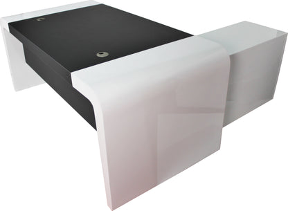 Prosparae Gloss White Executive Desk with Pedestal and Return - 1800mm - T1381