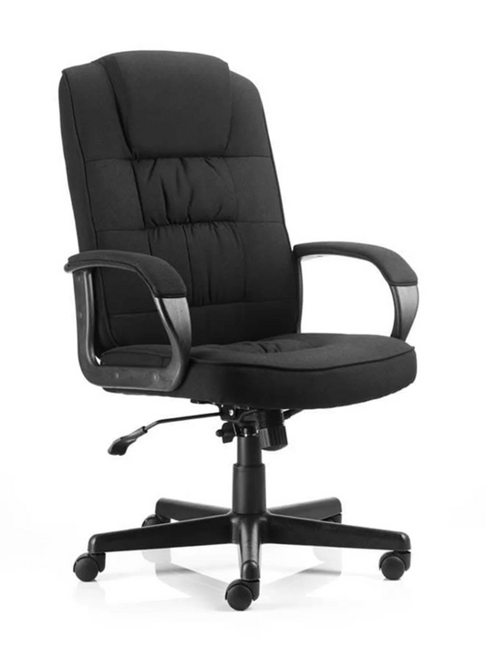 Moore High Back Black Executive Office Chair with Arms - Leather or Fabric Option