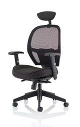 The Denver Black Mesh Back and Fabric Seat Office Chair - Optional Headrest