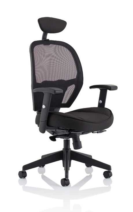 The Denver Black Mesh Back and Fabric Seat Office Chair - Optional Headrest