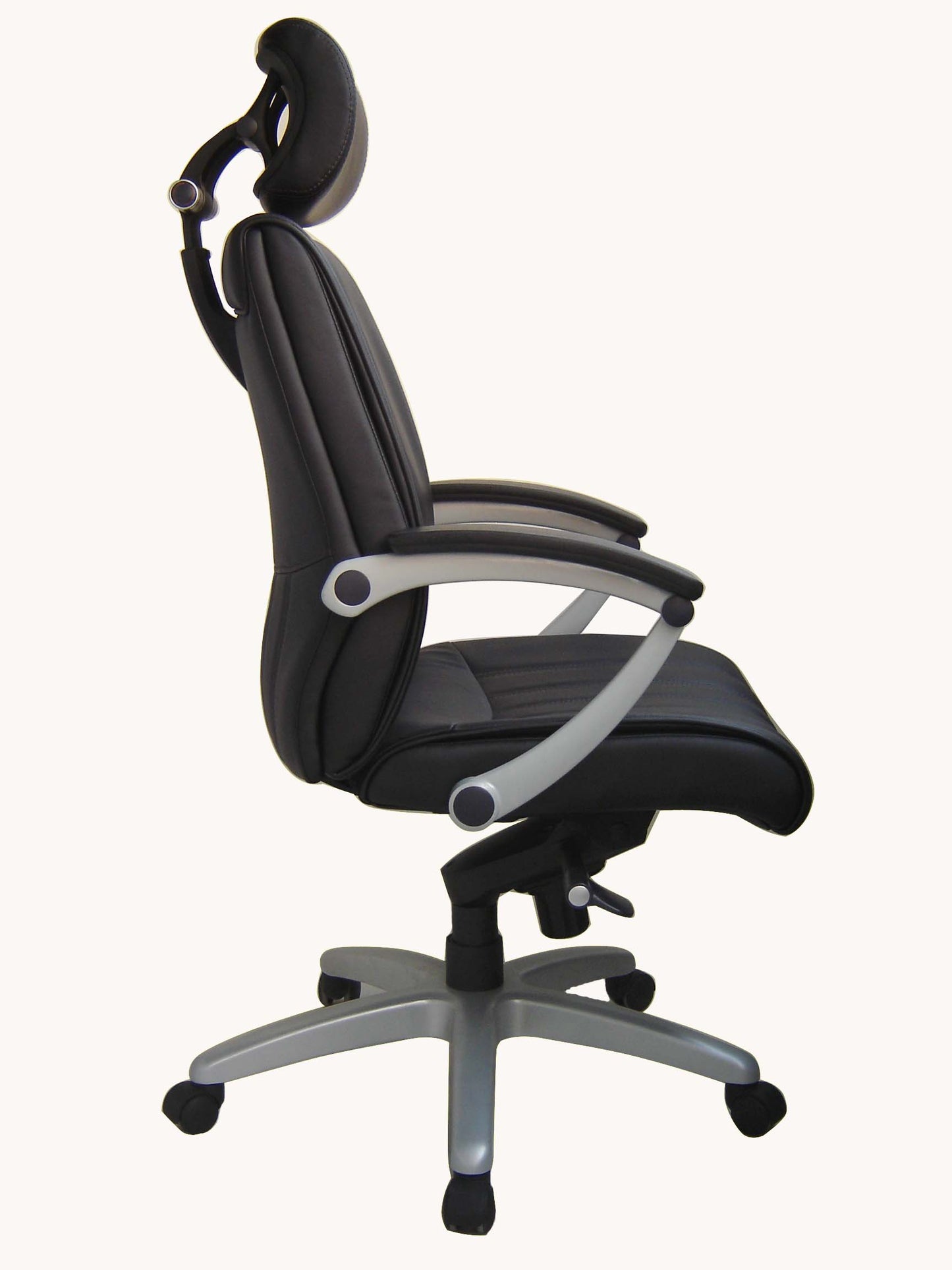 Black Genuine Leather Quality Office Chair With Headrest - BJ016HL