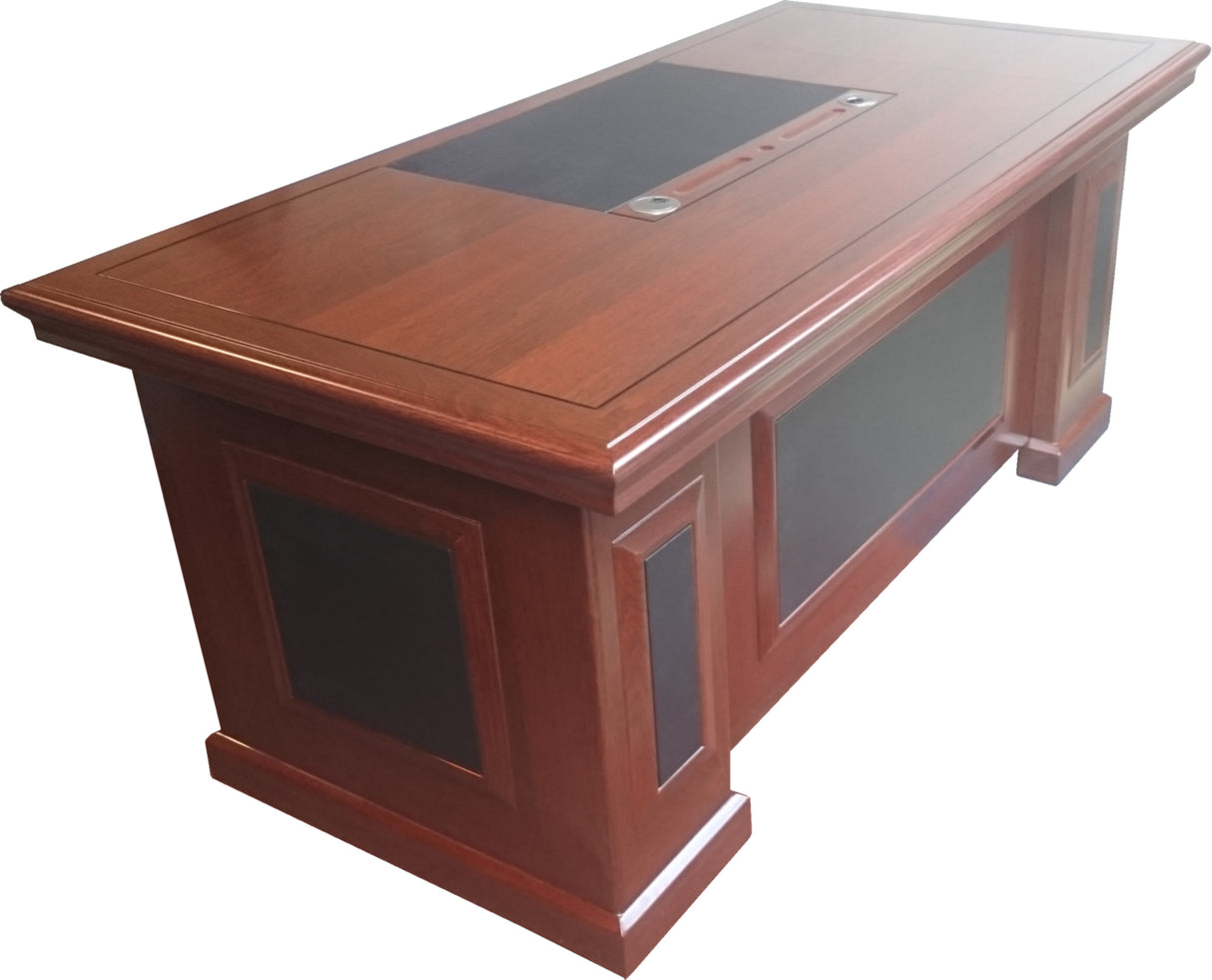 Mahogany Executive Desk With Leather Detailing - With Pedestal and Return - 1819