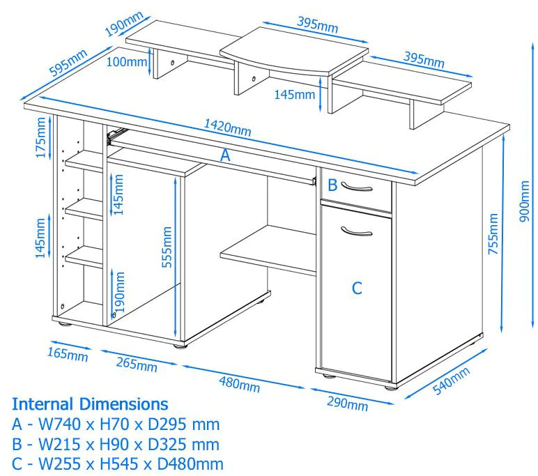 San Diego Home Office Desk -Beech, Walnut or White Option
