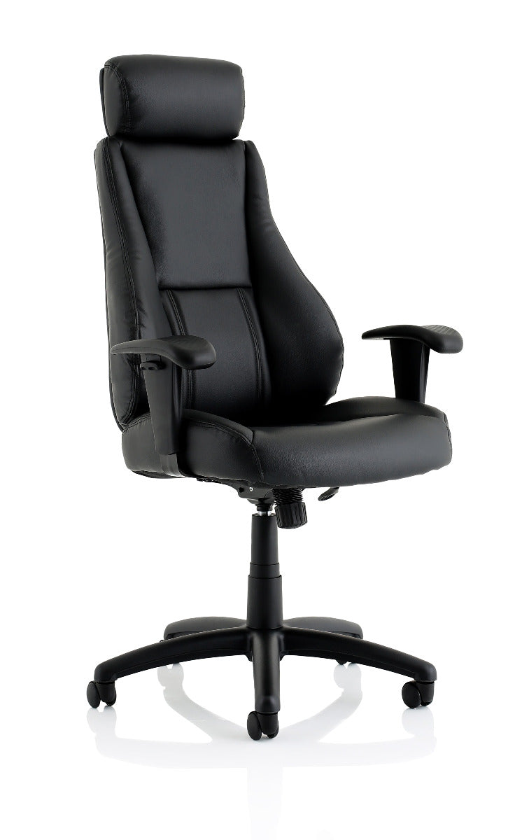 Winsor Black Leather Operator/Office Chair - Optional Headrest