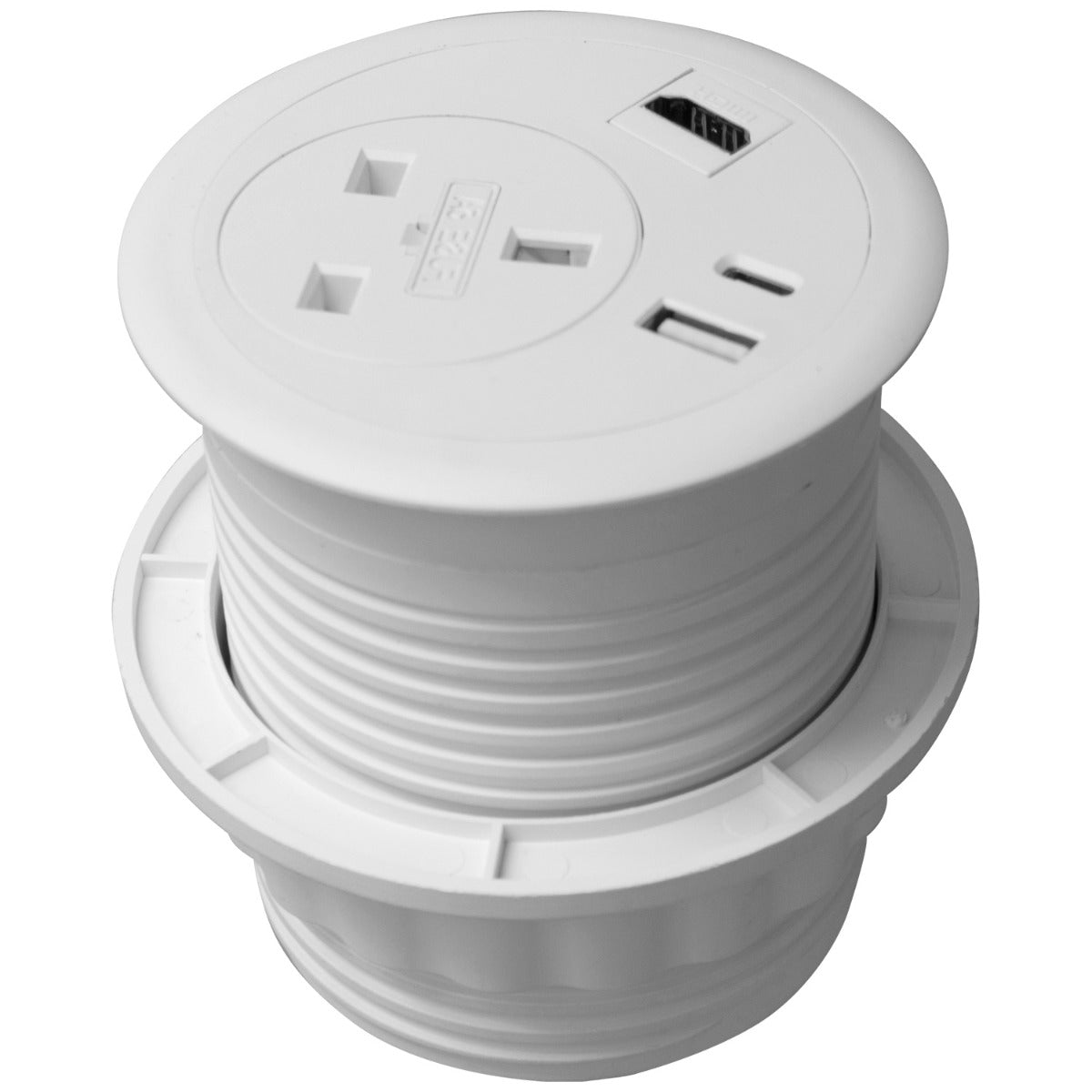 Cable Hole Grommet Desktop Power Fits 80mm Cable Ports 1 UK Socket 1 USB A 1 USB C 1 HDMI OOF G8P1