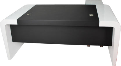 Prosparae Gloss White Executive Desk with Pedestal and Return - 1800mm - T1381