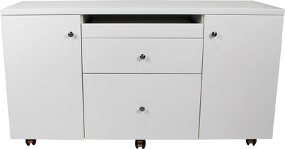 Prosparae Gloss White Executive Desk with Pedestal and Return - 1800mm - T1381