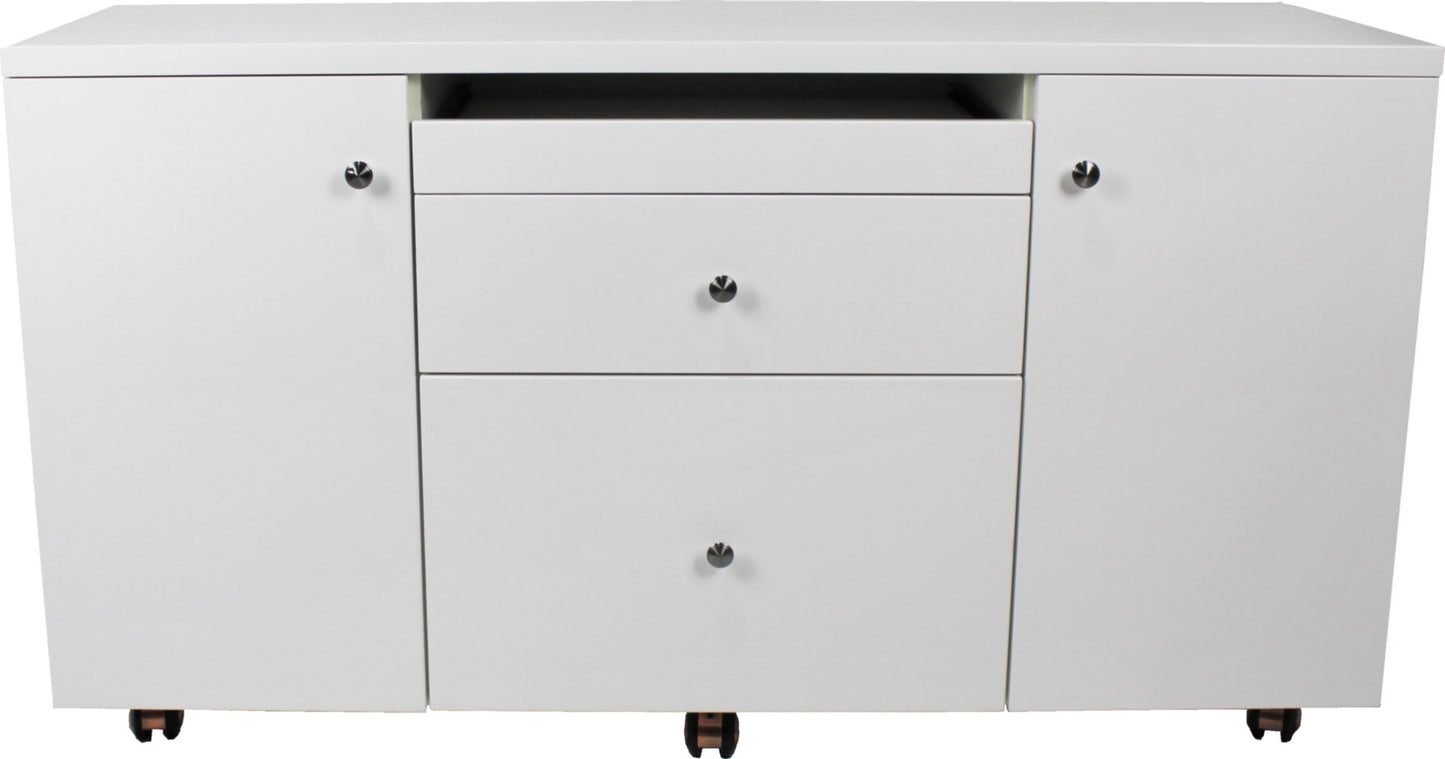 Prosparae Gloss White Executive Desk with Pedestal and Return - 2000mm - T1381