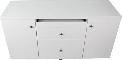 Prosparae Gloss White Executive Desk with Pedestal and Return - 1800mm - T1381