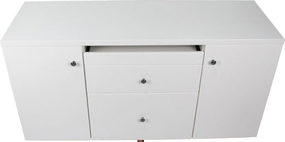 Prosparae Gloss White Executive Desk with Pedestal and Return - 2000mm - T1381