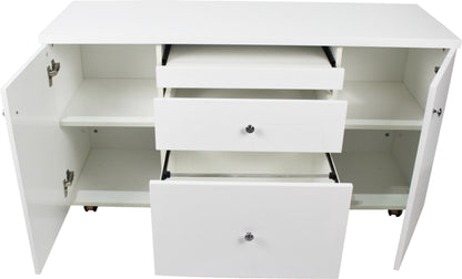 Prosparae Gloss White Executive Desk with Pedestal and Return - 1800mm - T1381